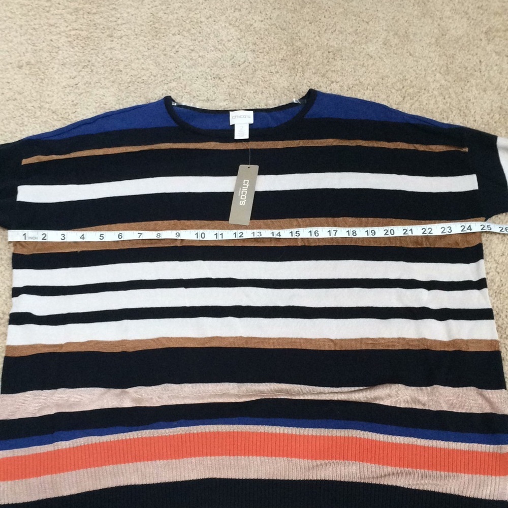 New! Chico’s SZ 2, Connie striped pullover sweater - Picture 8 of 9
